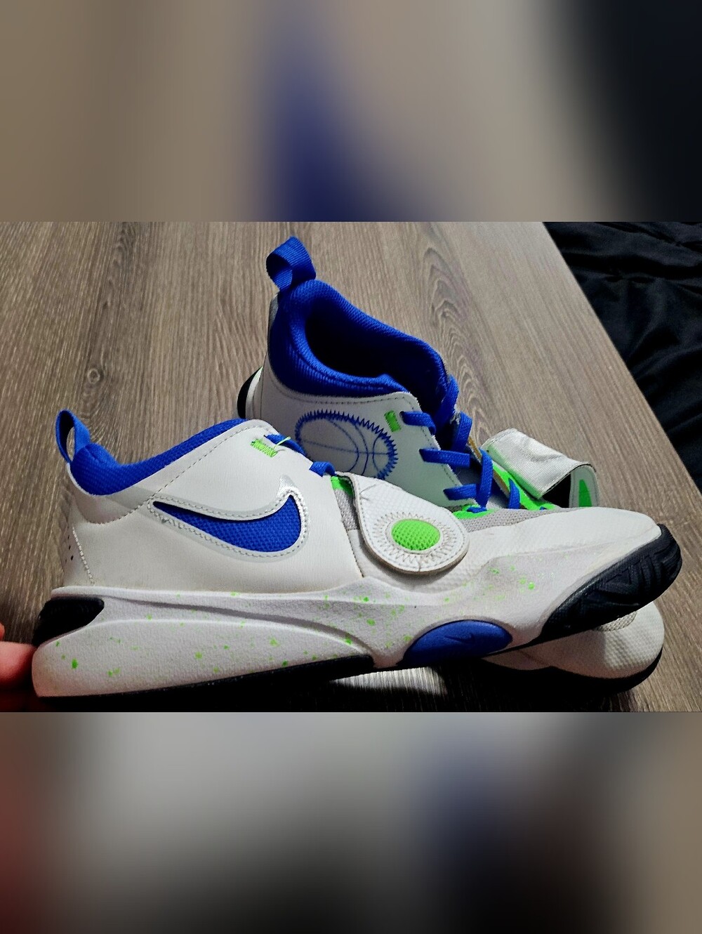 Youth Nike Team Hustle D11 GS "Green Strike Racer Blue" Basketball Shoe Size 7Y